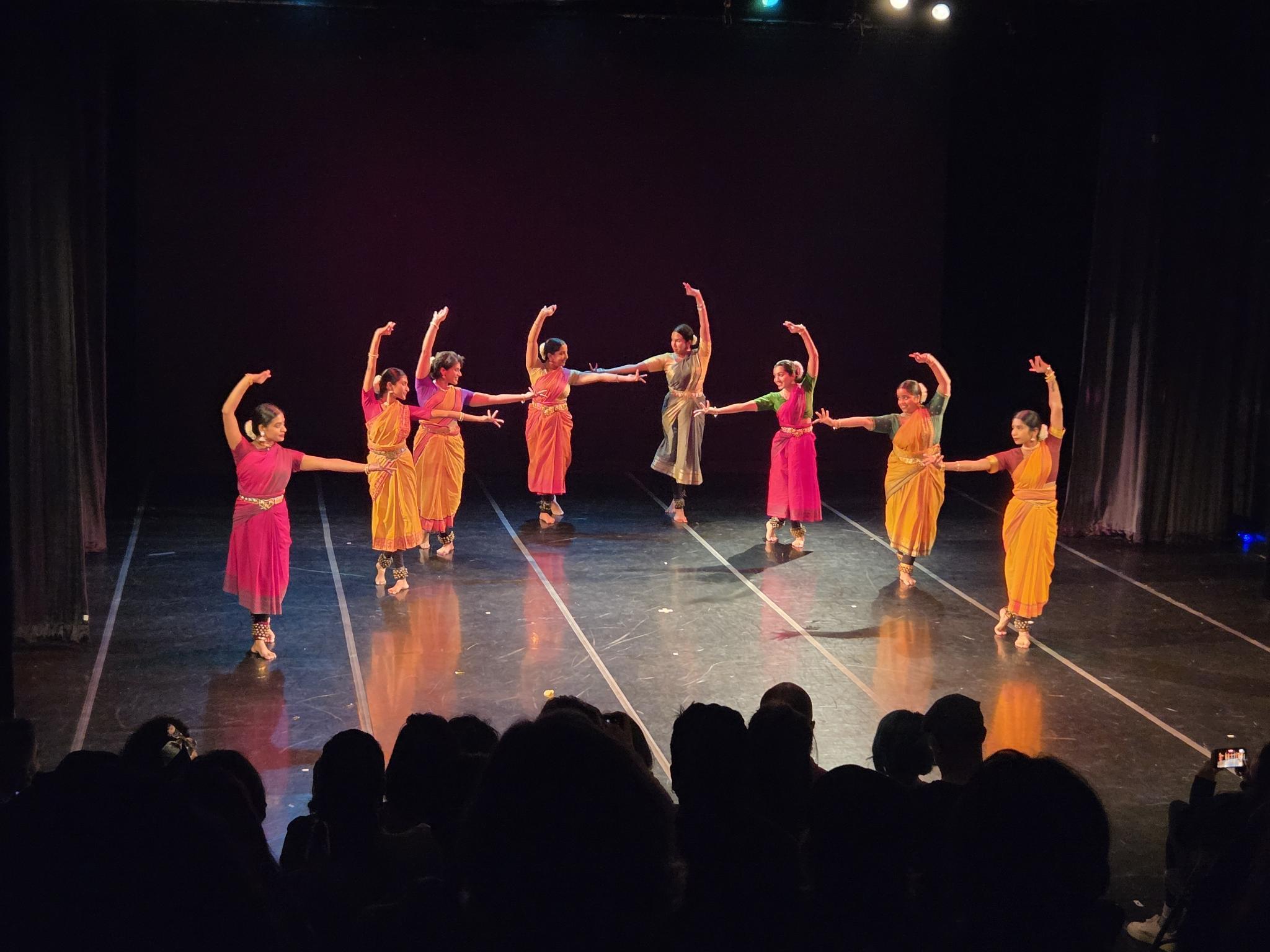 SF Adavu dancers practicing adavus together outdoors