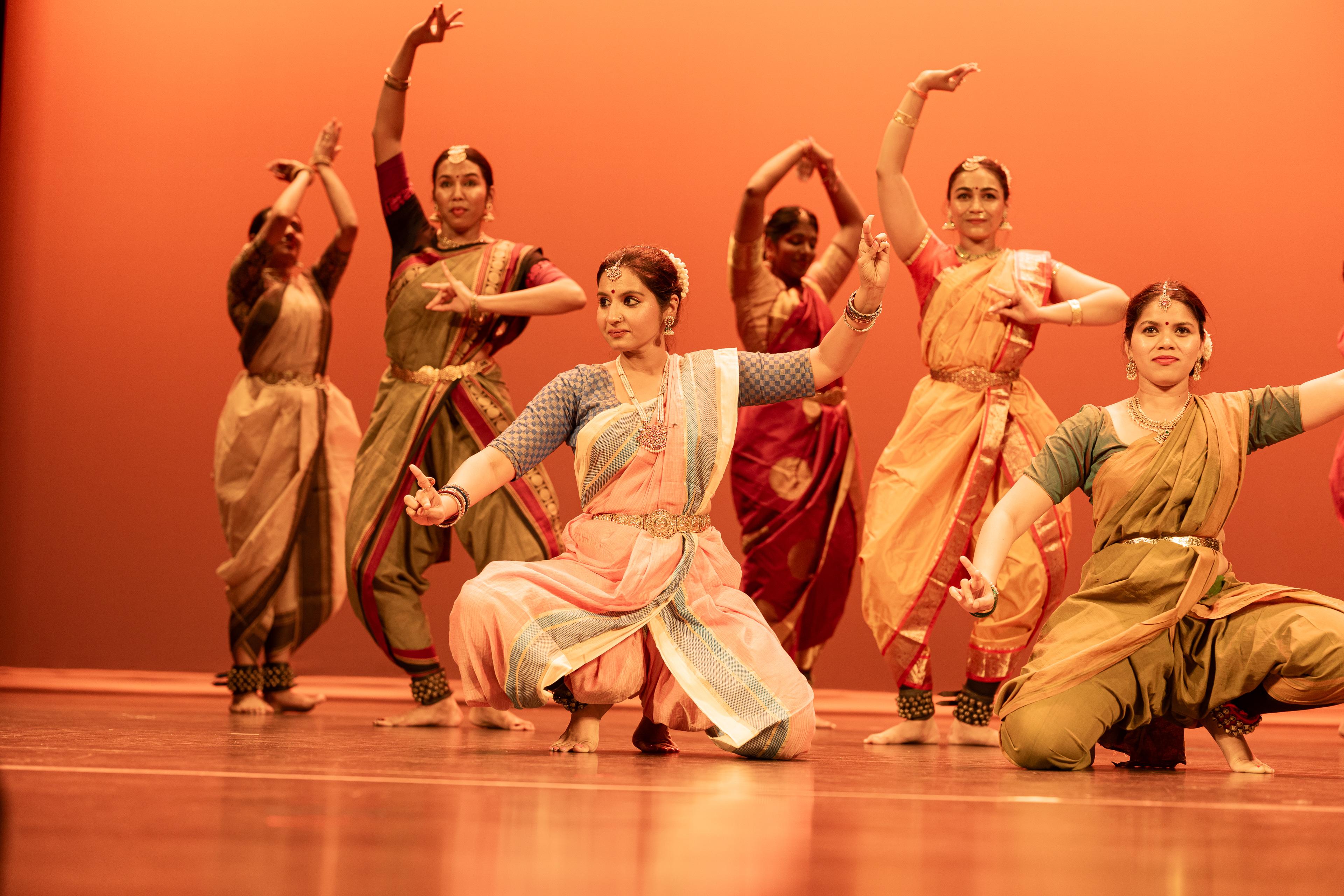 SF Adavu dancers in costume at a Bay Area performance